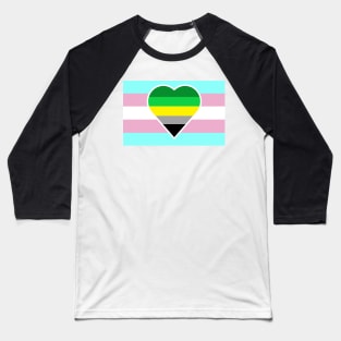 Transgender Pride Flag with Aromantic Heart (Yellow-Stripe Variant) Baseball T-Shirt